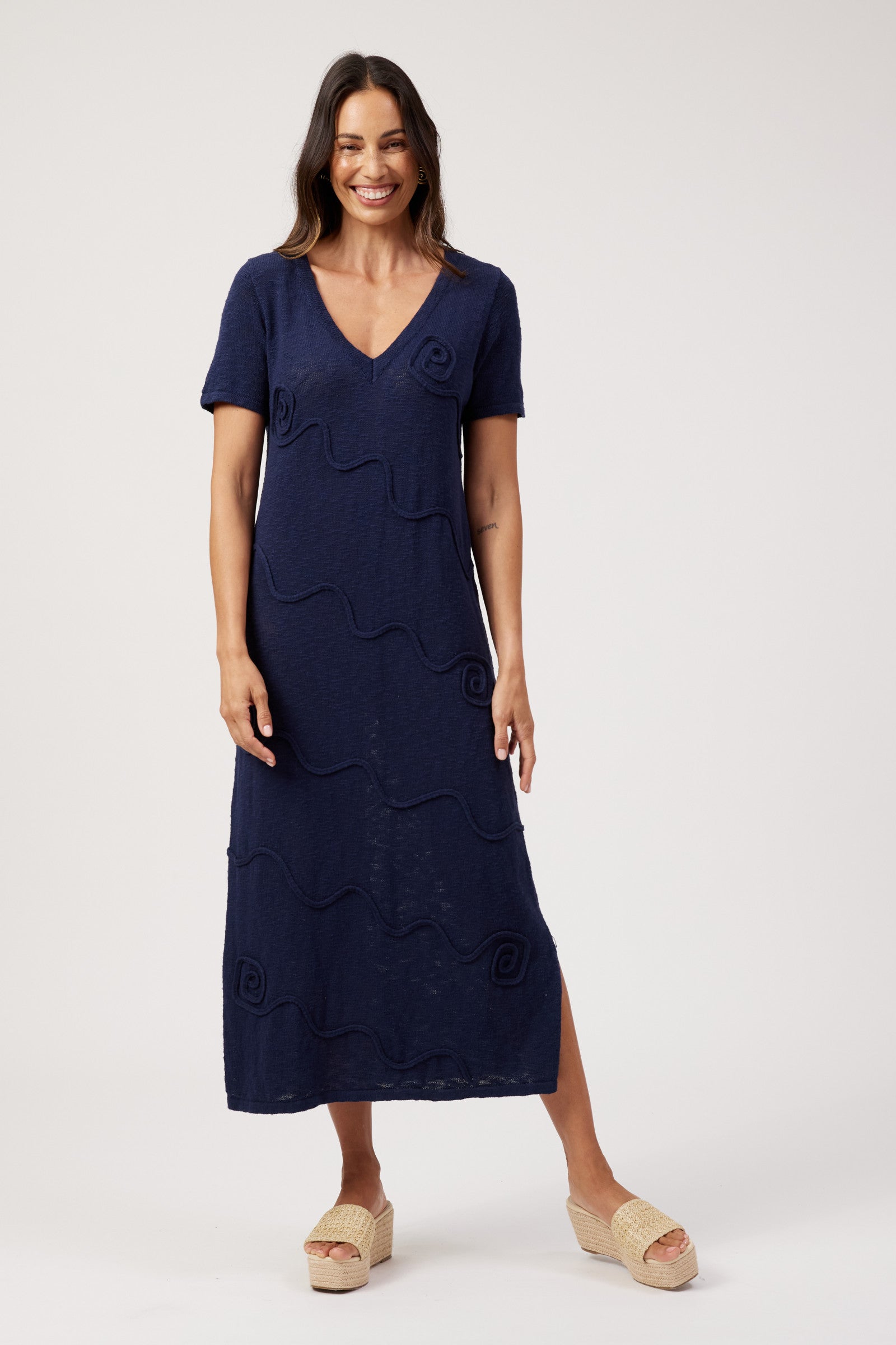 Olympus Applique Dress - Navy