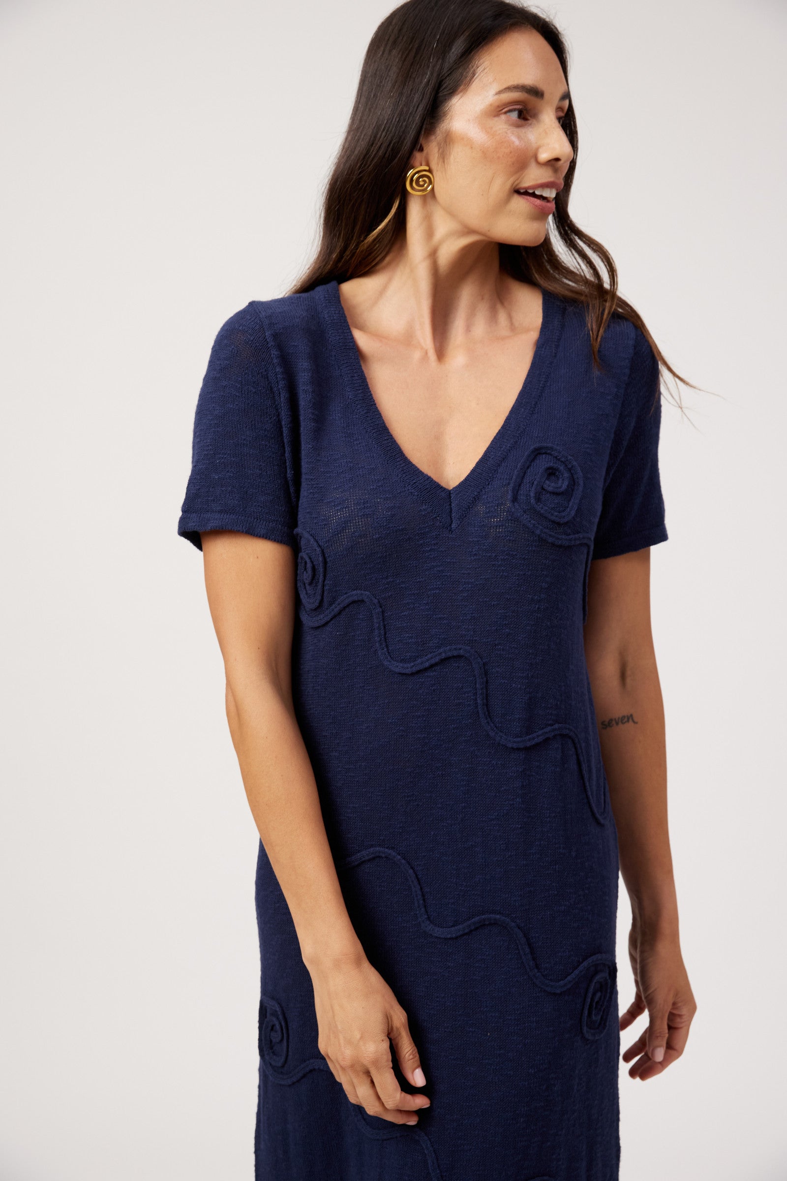 Olympus Applique Dress - Navy