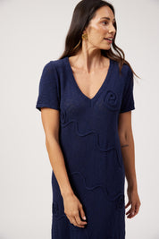 Olympus Applique Dress - Navy