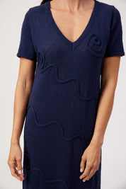 Olympus Applique Dress - Navy
