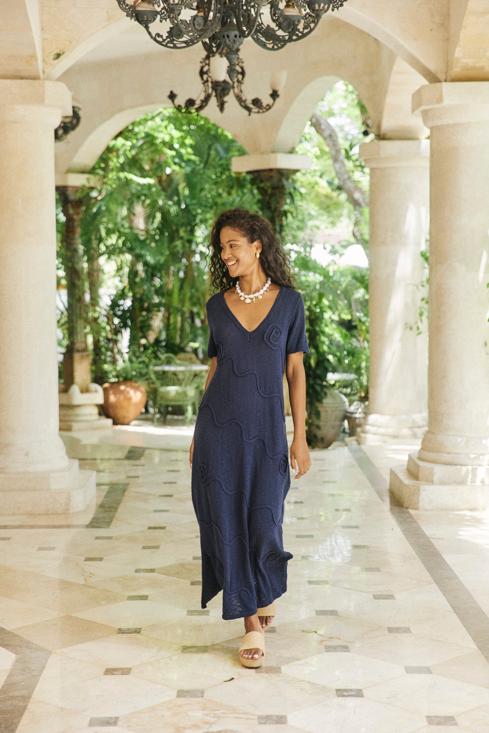 Olympus Applique Dress - Navy