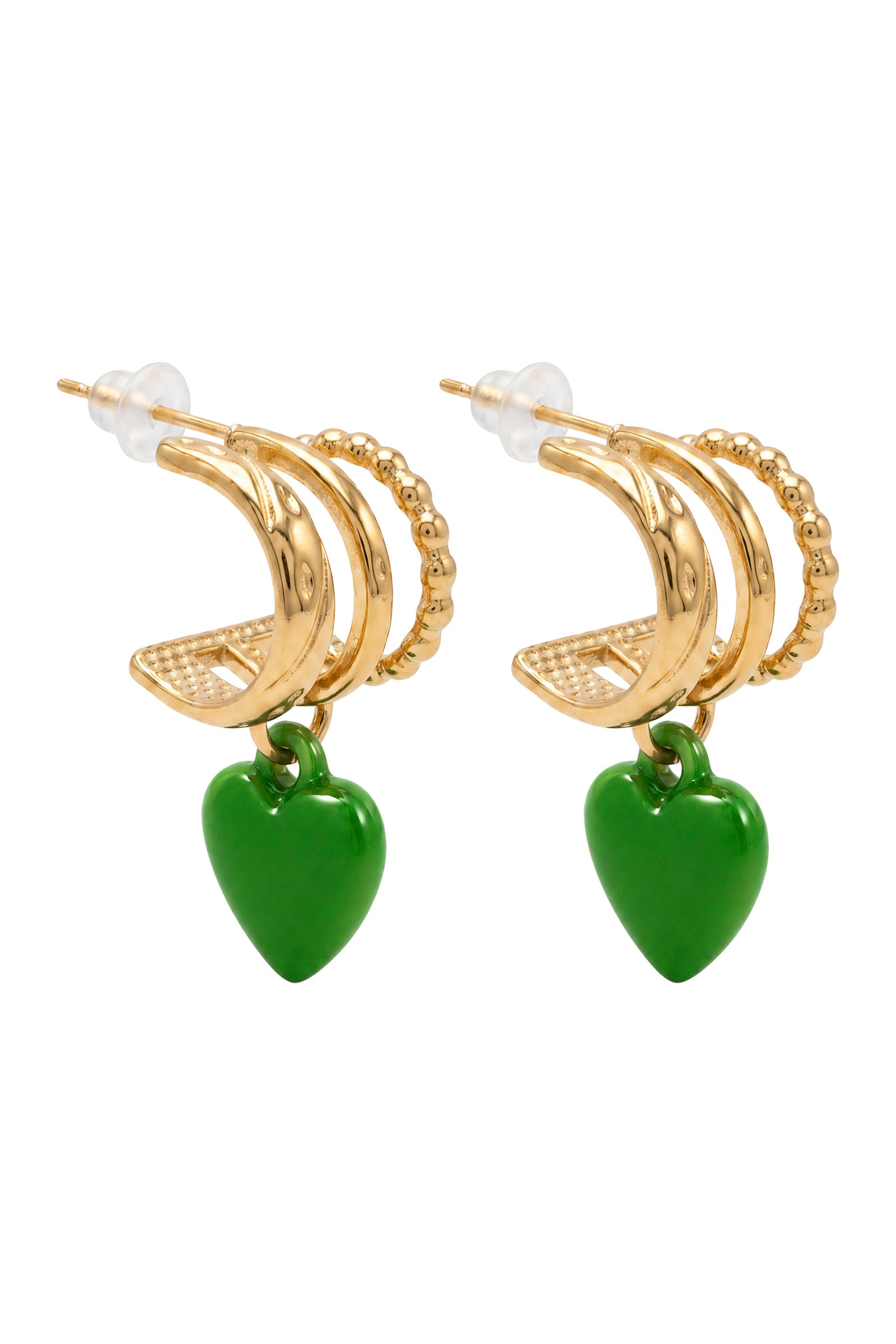 Larissa Enamel Earring - Green Heart