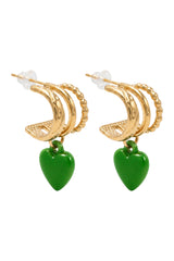 Larissa Enamel Earring - Green Heart
