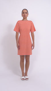 Limon Stripe Tshirt Dress - Punch
