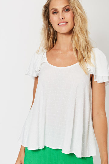 Zanzibar Frill Top - Ecru - The Haven Co