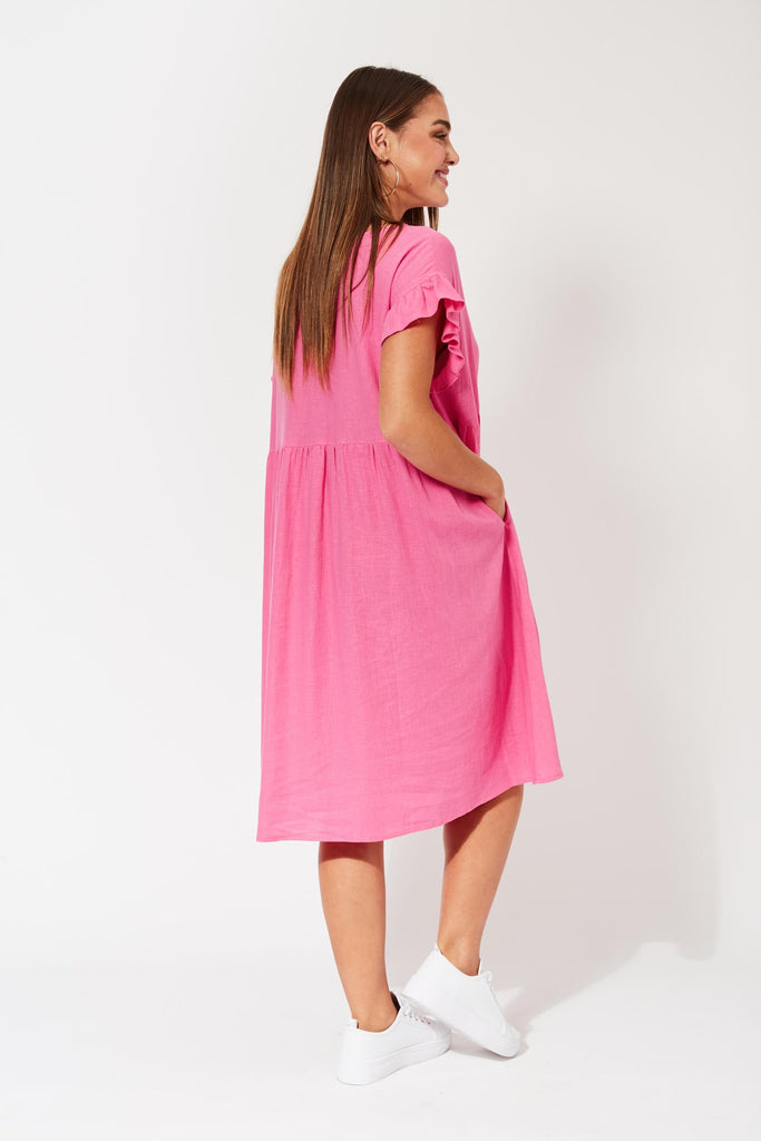 St Barts Frill Dress - Flamingo - The Haven Co