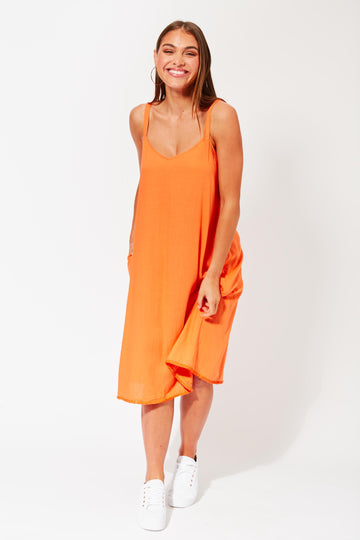 St Barts Midi Dress - Tangelo - The Haven Co