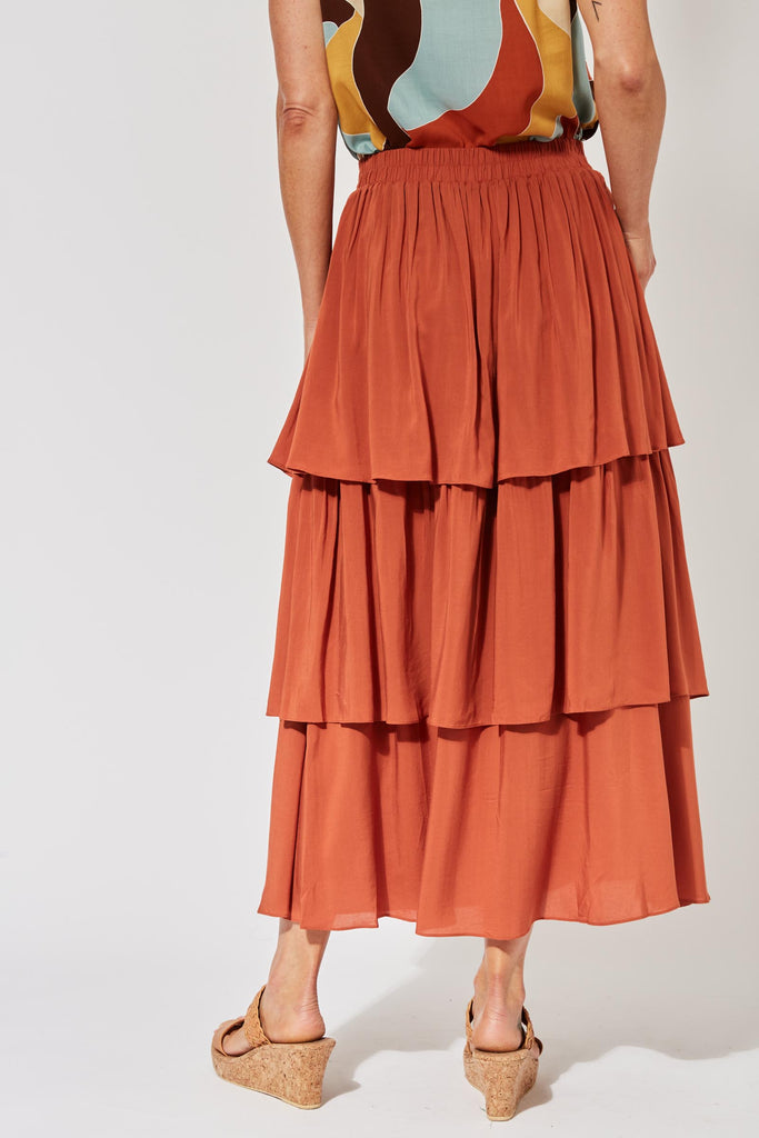 Saba Tiered Skirt - Rust - The Haven Co