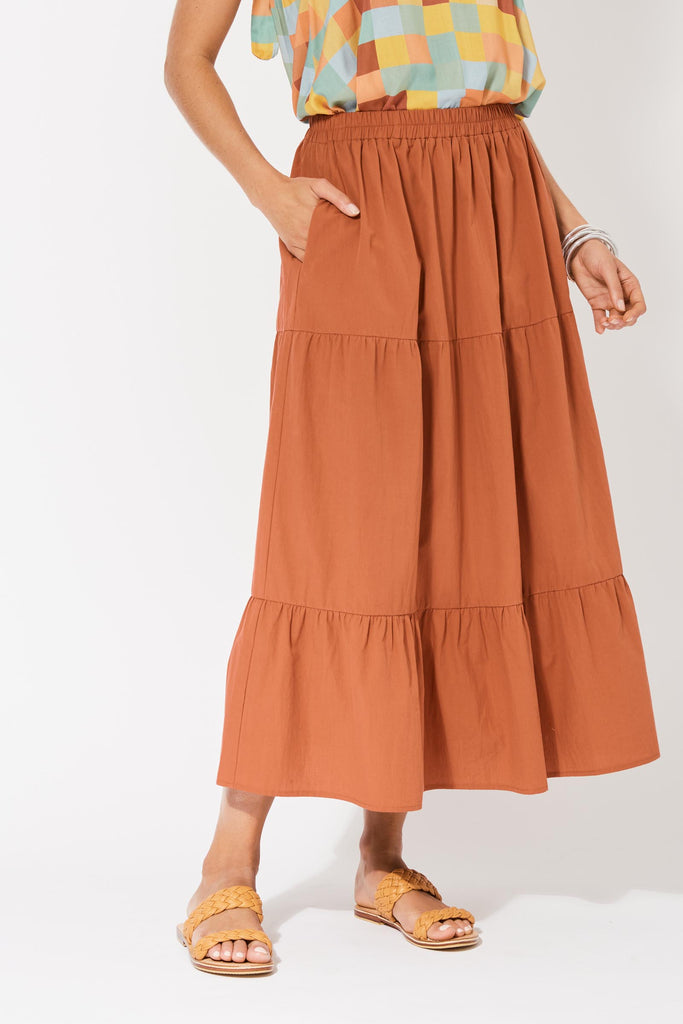 Salvador Tiered Skirt - Rust - The Haven Co