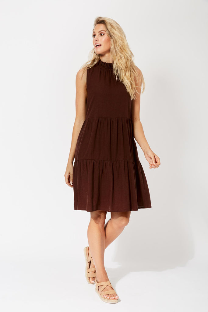 Belize Frill Dress - Henna - The Haven Co