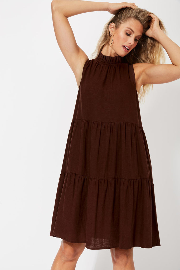 Belize Frill Dress - Henna - The Haven Co