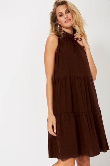 Belize Frill Dress - Henna - The Haven Co